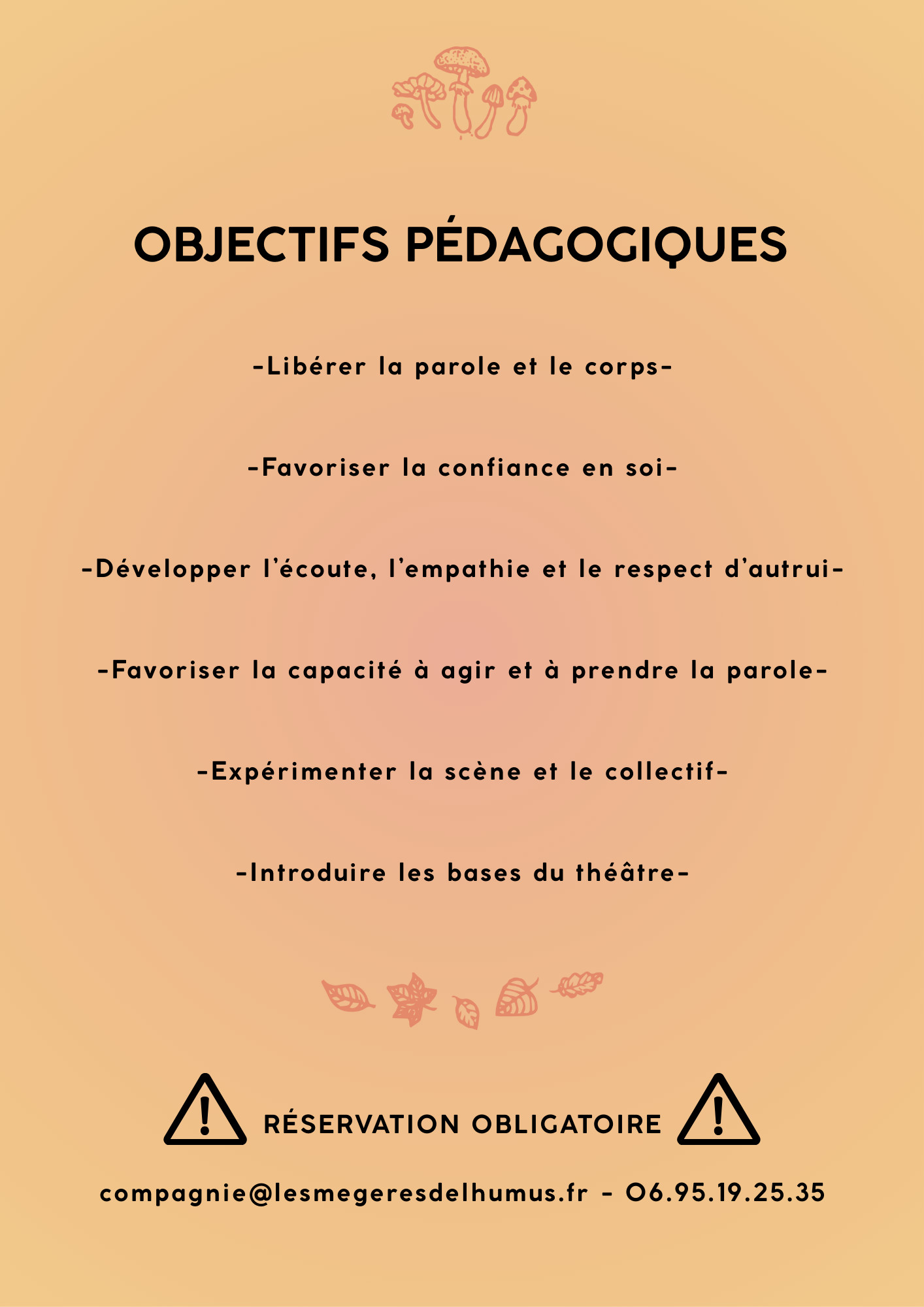 Les objectifs pédagogiques des stages de théâtre